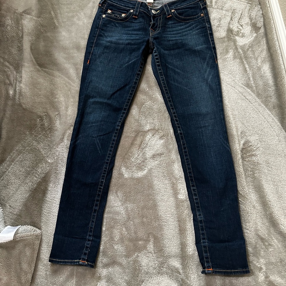 True Religion - Low Rise Dark Indigo Skinny Jeans